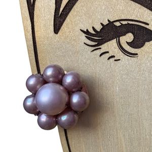 Vintage Lavender Faux Pearl Bead Gold Plated Clip On Earrings Women’s Jewelry